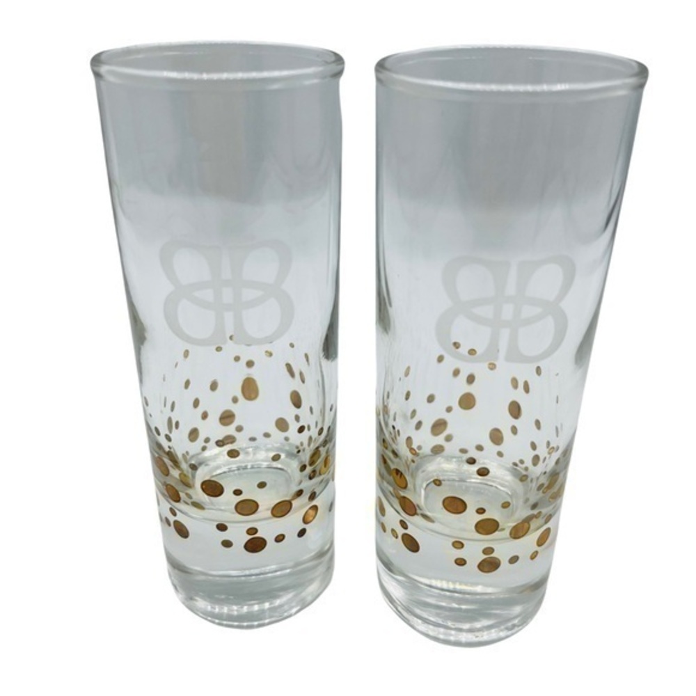 Tall Shot Glasses Baileys Irish Cream Gift | 2 oz - 2 pc Set | Clear / Gold